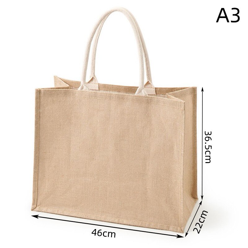 Draagbare Jute Jute Boodschappentas Handtas Bamboe Lus Handgrepen Tote Retro Diy Tas Handtas Vrouwen Big Size Strandtas Voor meisjes: A3