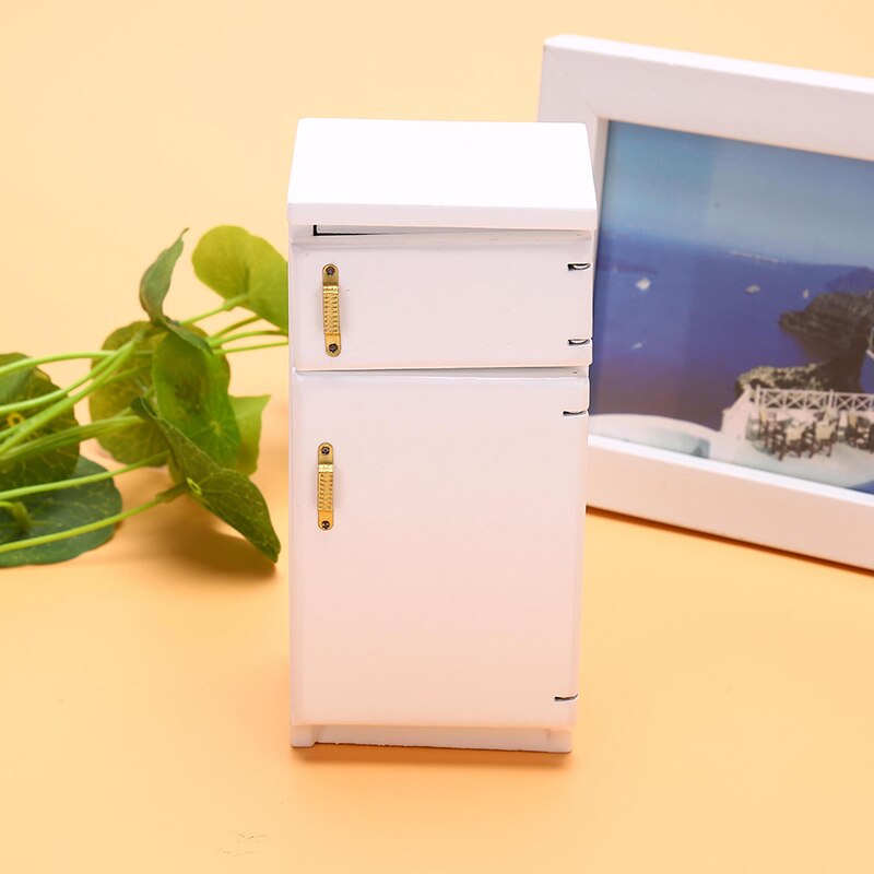 1 PC Dollhouse Accessories 1:12 Dollhouse Kitchen Miniature White Refrigerator Furniture Model