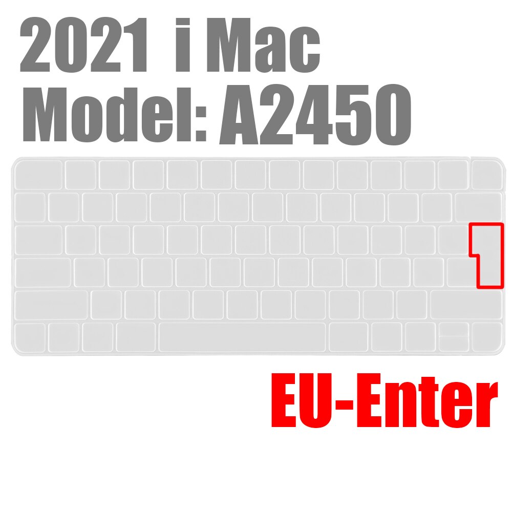 Clavier Apple filaire A2449 A2450 A1243 A1843 MB110LL/B, pour iMac , avec coque de protection en Silicone pour clavier numérique: EU-A2450