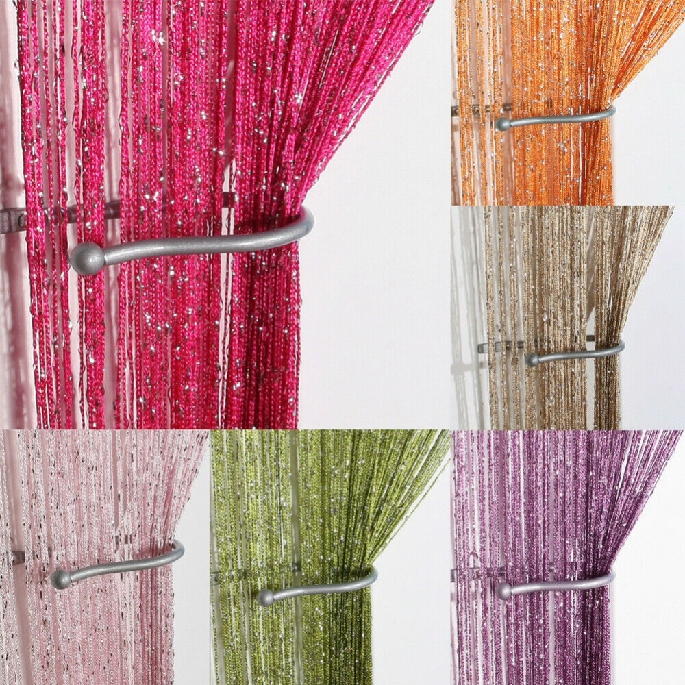 Glitter vindue gardiner tråd gardiner snor kvast perle gardin dør gennemsigtige panel gardiner soveværelse cortinas salon 1*2m