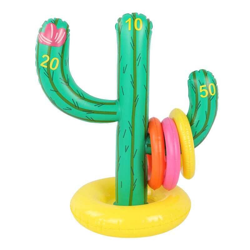 Inflatable Cactus Ring Toss Game Swimming Pool Ring Toss Games Inflatable Pool Toys Family Outdoor Party Game Summer