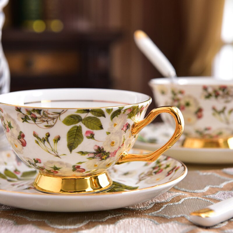 Christmas Gold Afternoon Tea Cup Saucer Set Coffee Cup Tea Pot Set Tea Tray Bridesmaid Tea Cup Set
