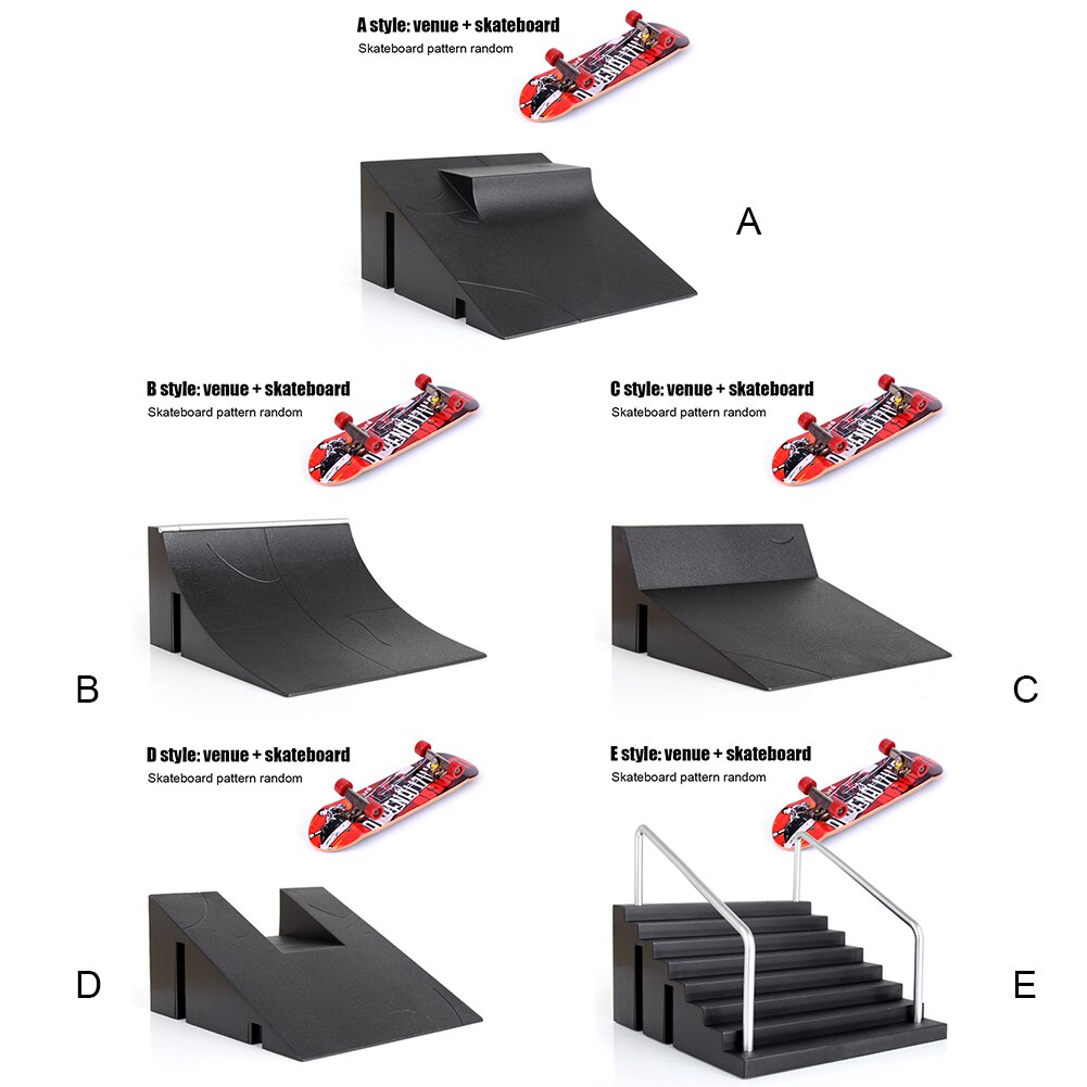 Mini Vingertop Site Park Met Oprit Scène Combinatie Training Games Vinger Skateboard Set Spelen Kinderen Kids Speelgoed Zwart