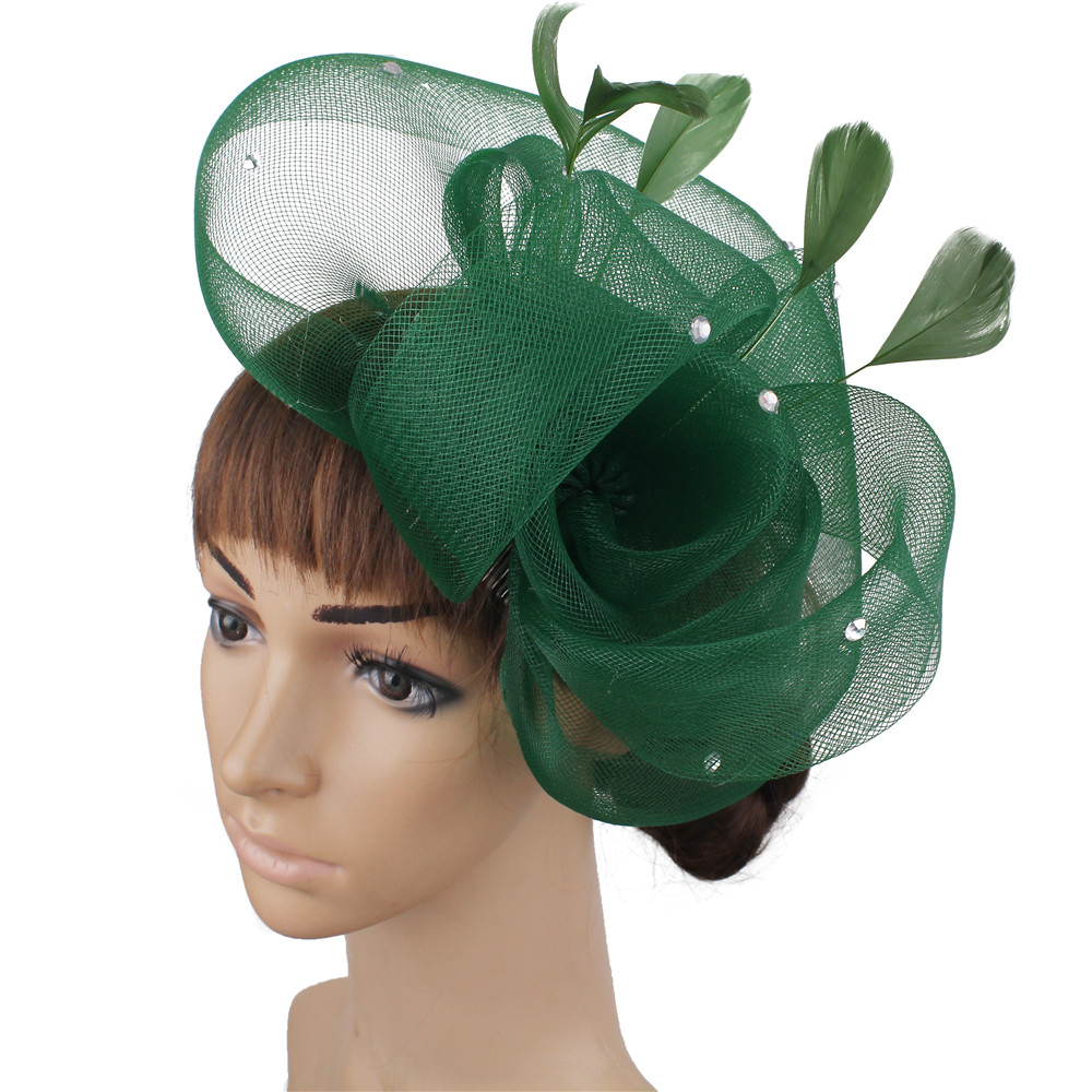 Velo de rejilla para mujer, tocado de boda, velos de novia elegantes con flores, accesorios de boda, tocado de novia a la: Verde negro