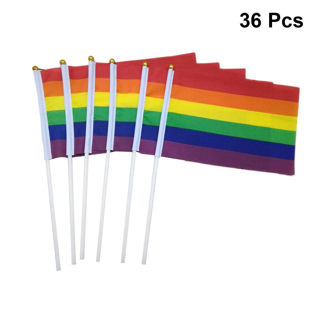36pcs Gay Pride Flag HandHeld Vivid Mini Gay Party Decor Rainbow Flag LGBT Flag for Parades Gay Party Festival: 60pcs
