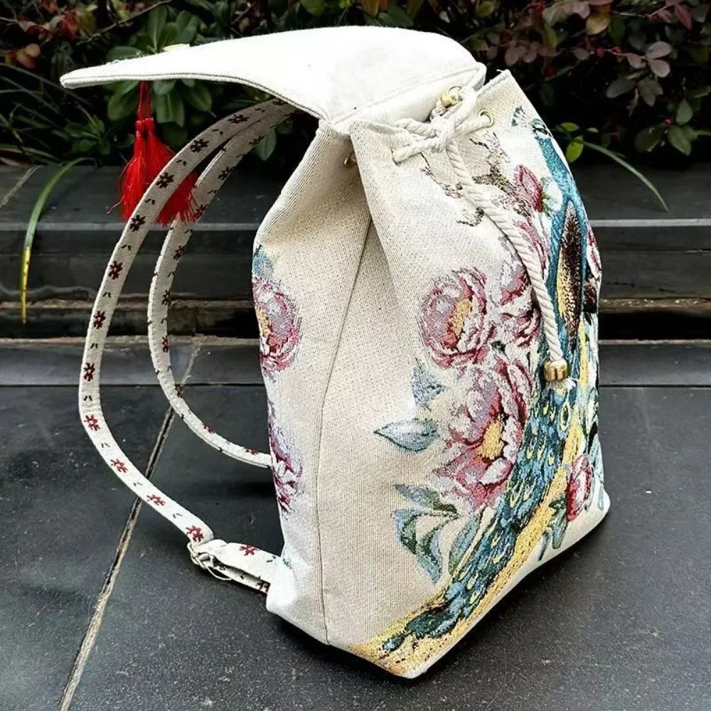 Sacs à dos brodés de style ethnique pour femmes, streetwear vintage, décontractée, sac de voyage Harajuku, sac en toile de sport