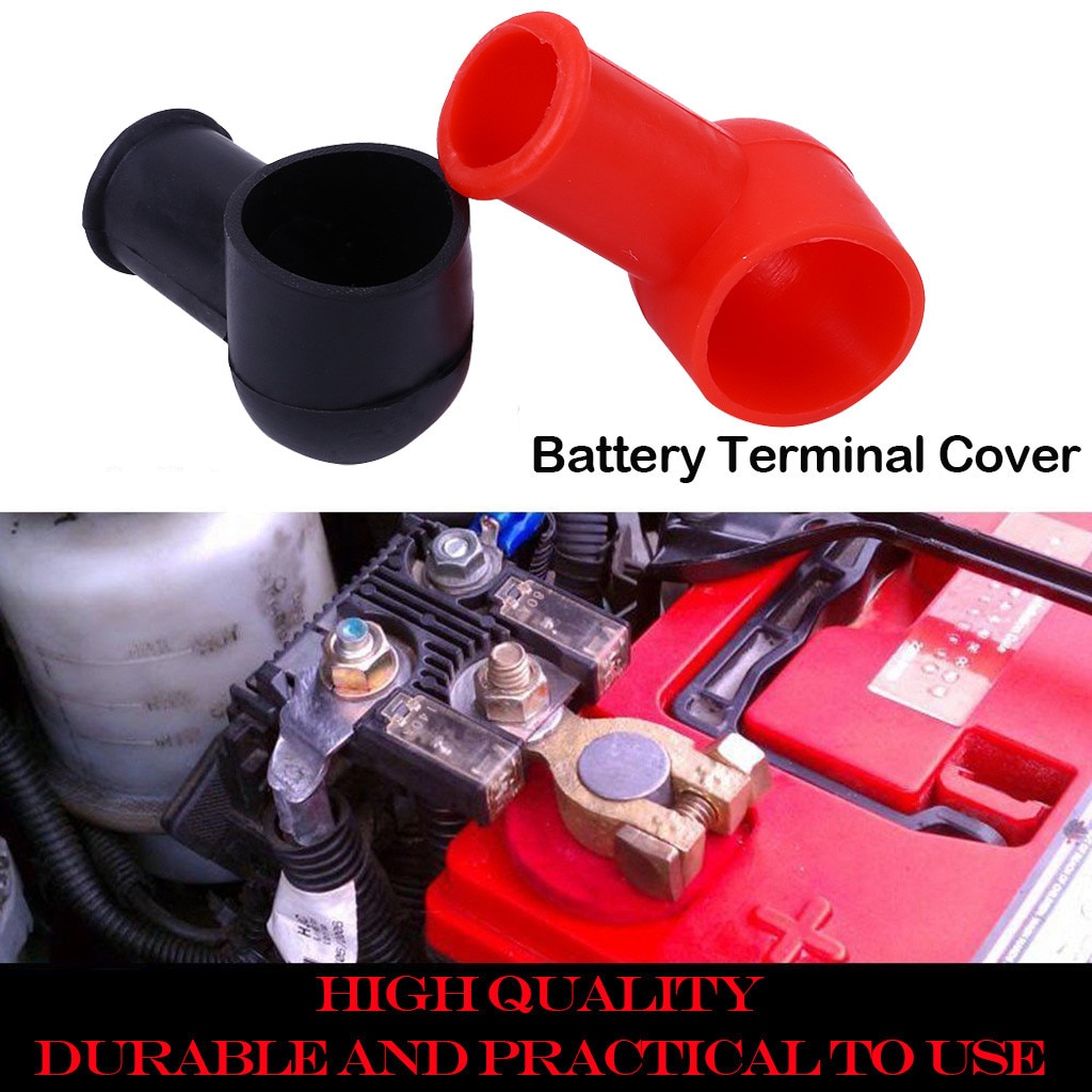 1 par pvc bilbatteri negativ positiv endehætte cap skibisolering beskytter batteridæksel rød / sort batterie de voiture