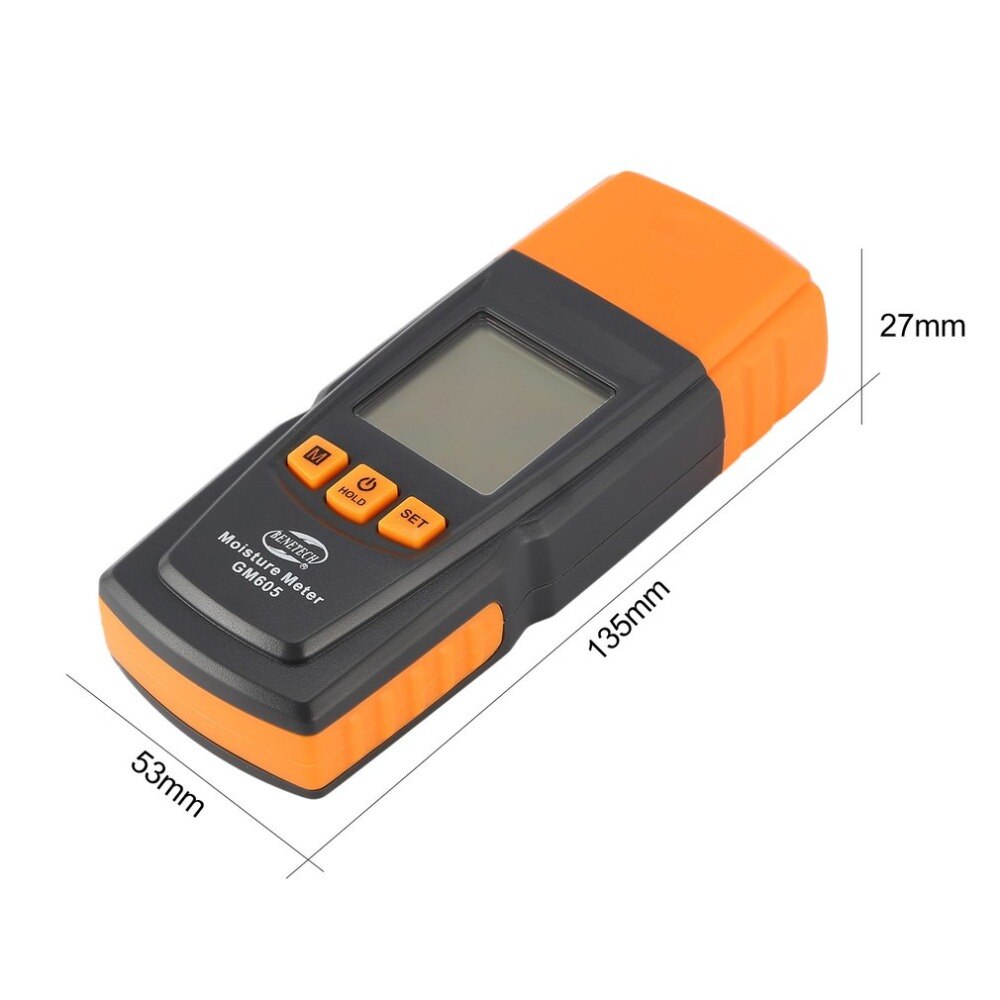 GM605 Digital LCD Display Wood Moisture Meter Humidity Tester Timber Paper Tree Damp Detector 2 Pins Hygrometer