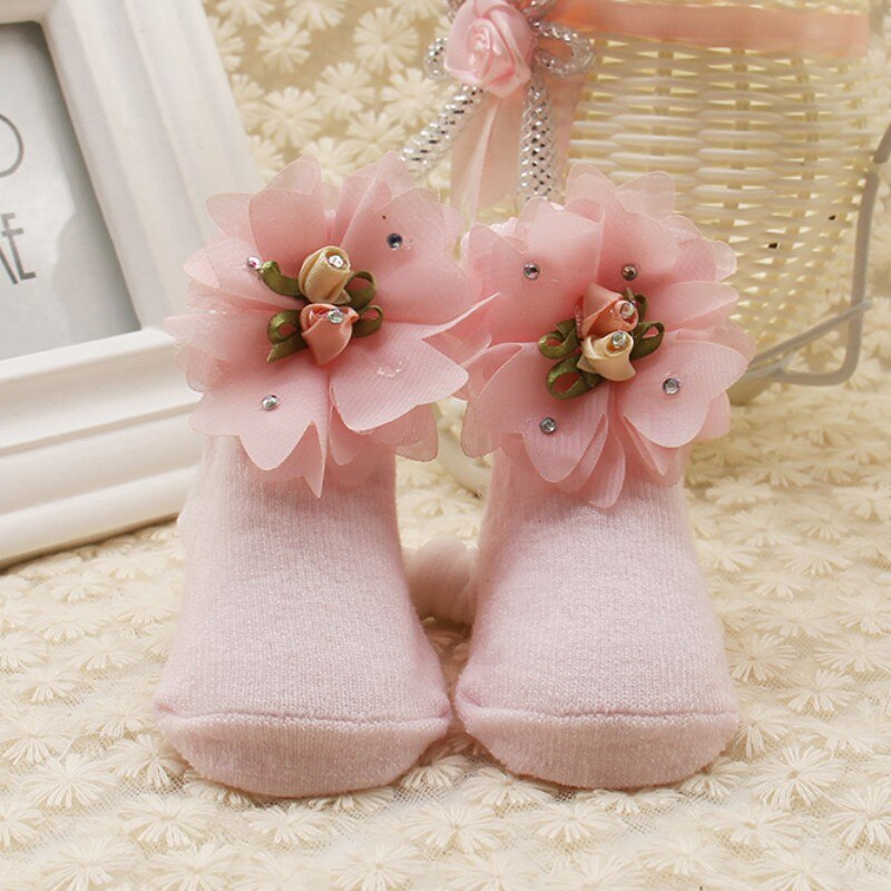 bonitos calcetines de princesa para niñas, bonitos calcetines suaves para niñas recién nacidas con flores