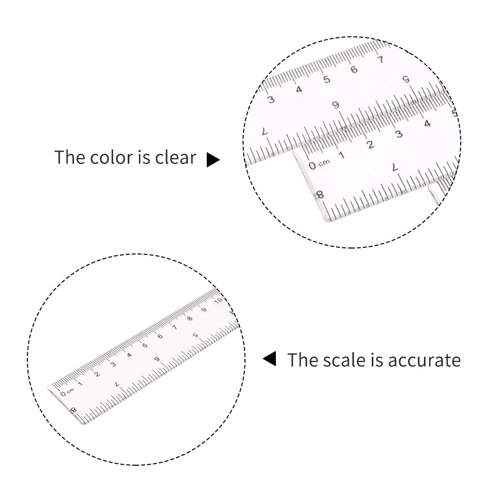 3pc 20cm/8 Inch Plastic Transparent Ruler Simple Straight Ruler Measuring Tool for Student School Office Drawing
