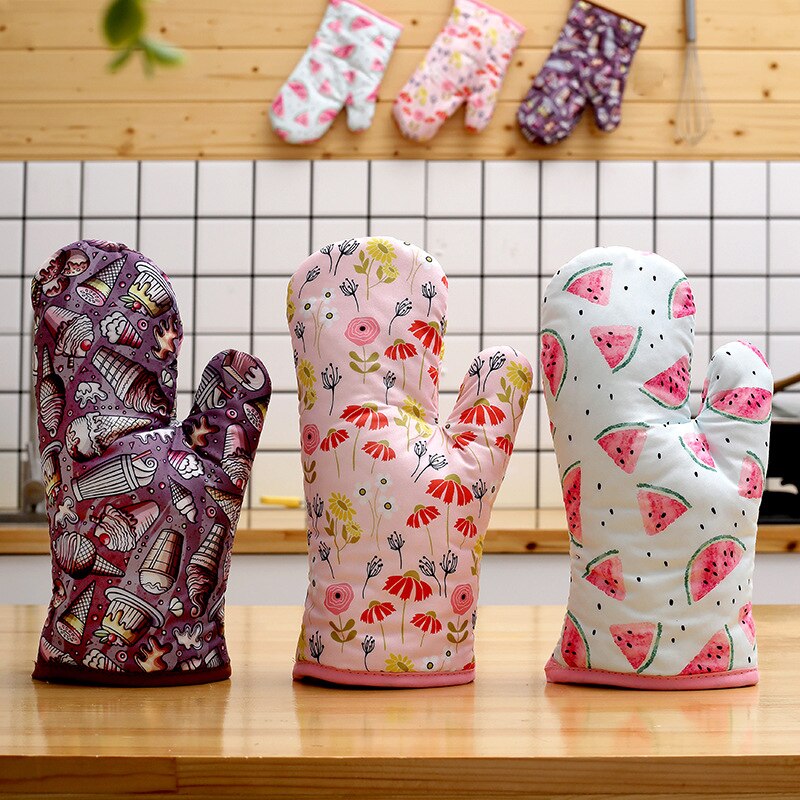 3D dessin animé chat pattes four mitaines longue coton cuisson isolation micro-ondes résistant à la chaleur anti-dérapant gants Animal 1PC