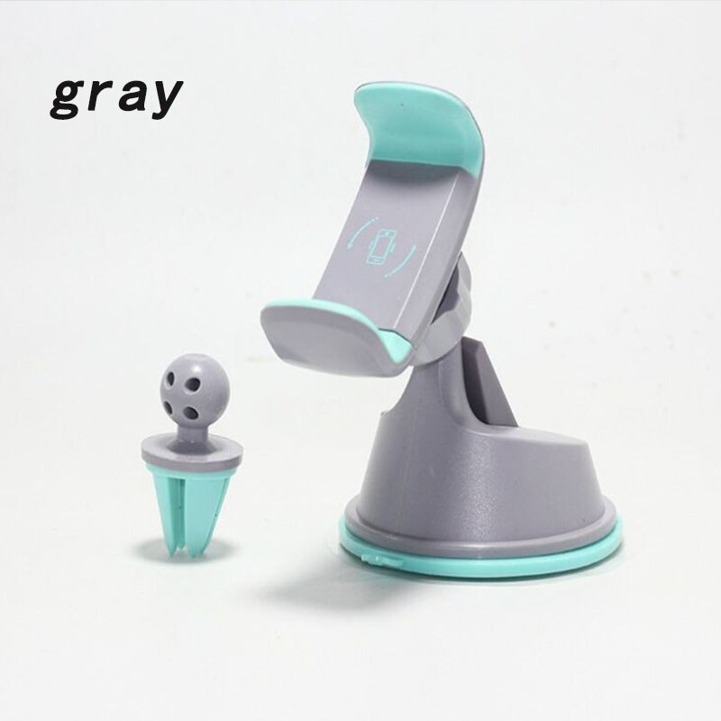 Car mobile phone stand car dashboard outlet multi-function universal rotary chuck clamp mobile phone stand: Gray