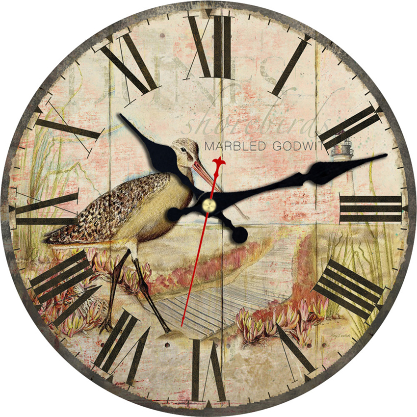 Nature Scenery Wall Clocks Flower Waterfowl Silent Living Study Office Kitchen Room Art Shabby Chic Large Wall Clocks