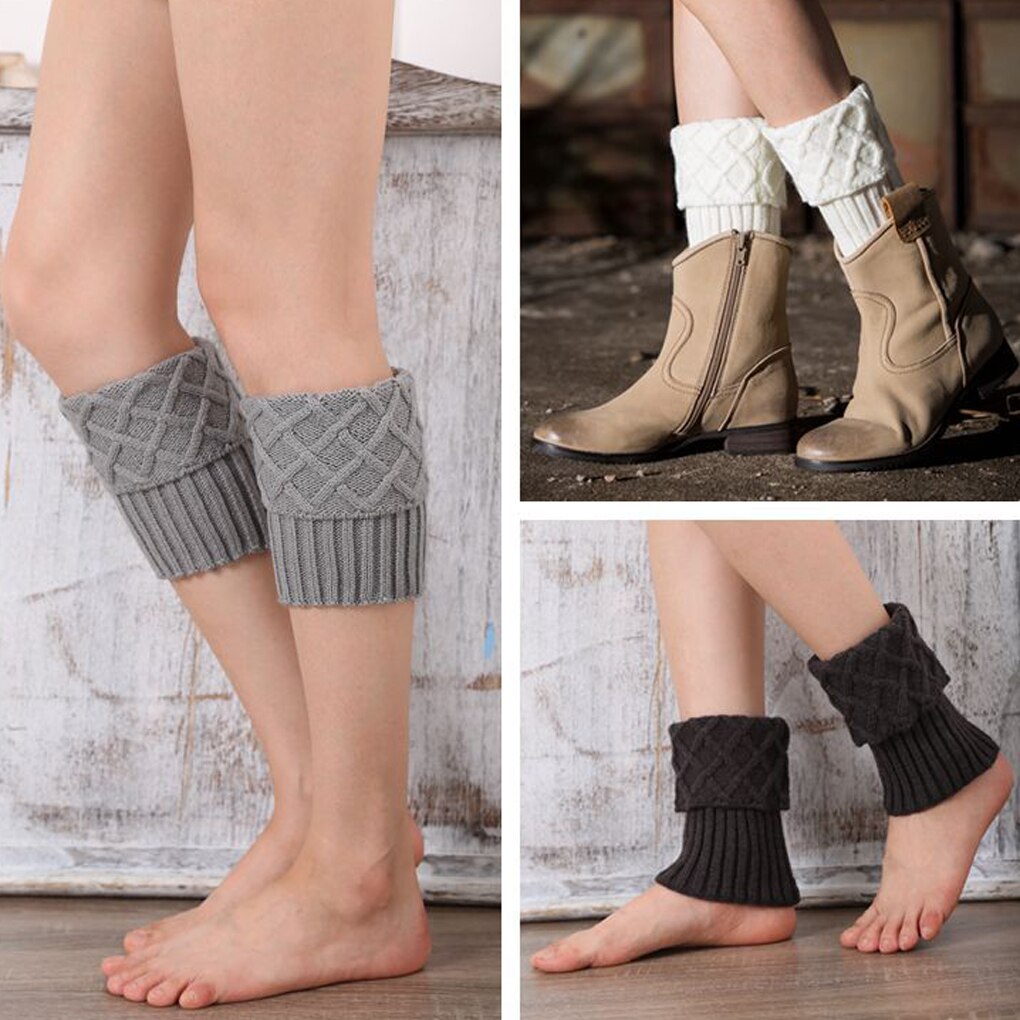 1 Pair Women Girls Crochet Boot Cuffs Knit Toppers Boot Socks Winter Leg Warmers