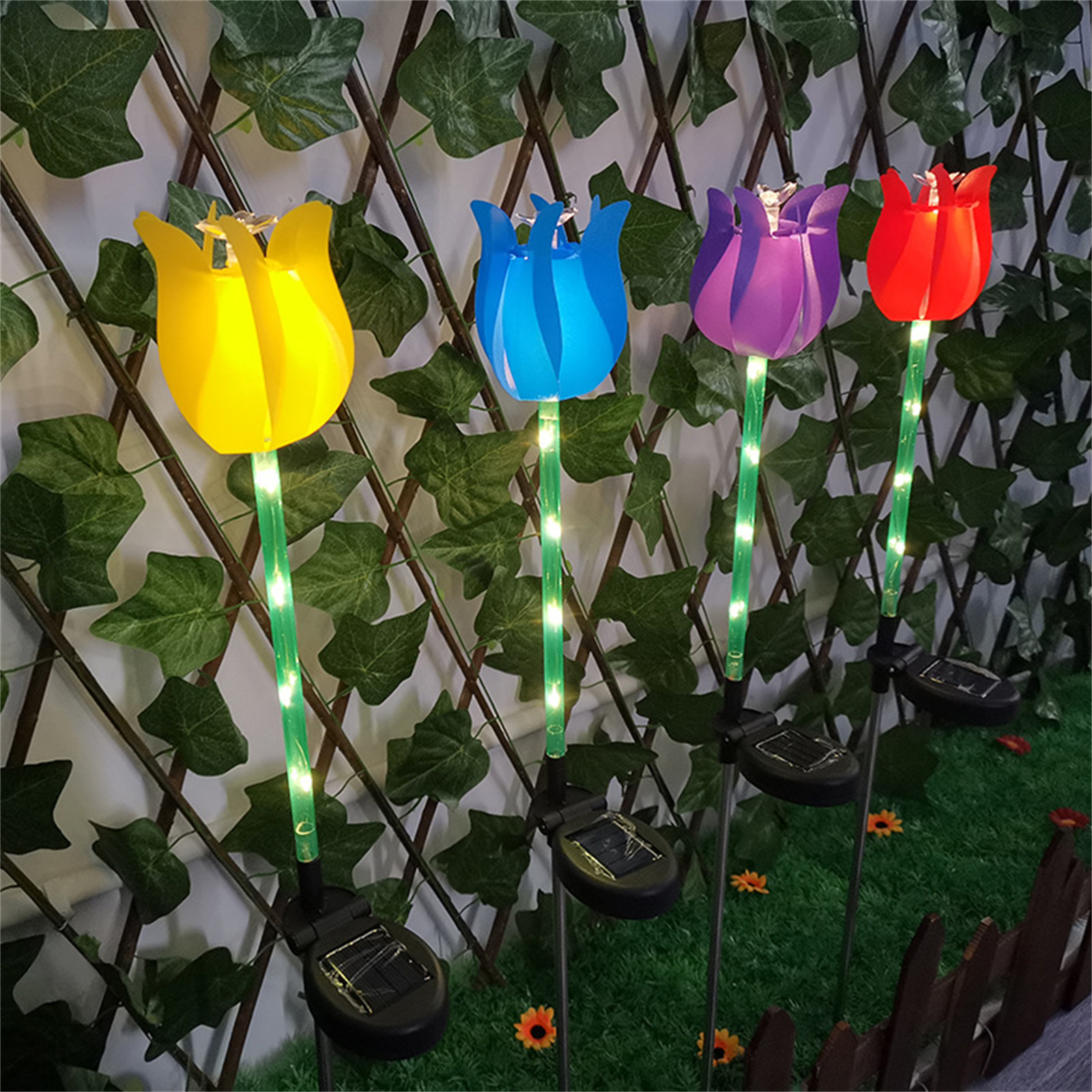 Tulipano fiore vento filatori mulini a vento vorticoso prato cortile decorazioni da giardino luci a portato ad energia solare per la decorazione del terrazza