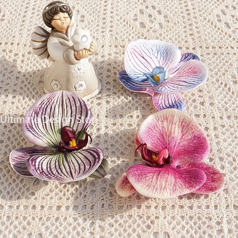 Accesorios para el cabello de novia con orquídeas de algodón y silicona impresos en 3D, recuerdos de boda elegantes, decoraciones de