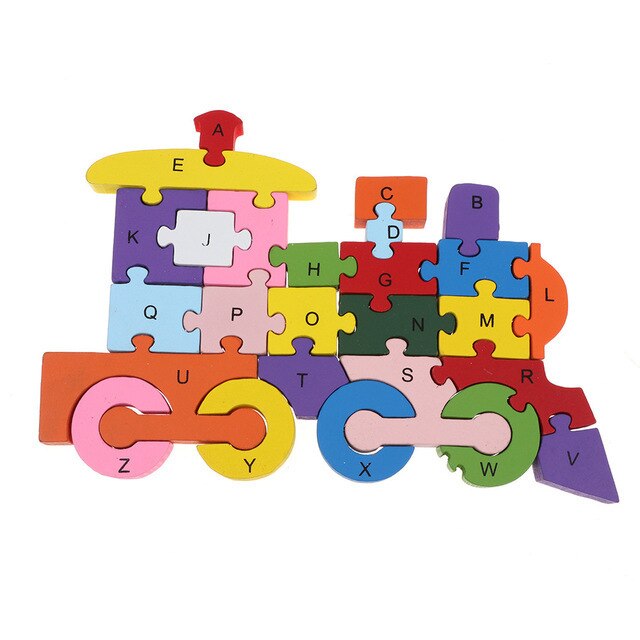 Colorful Kids 3D Puzzle Wooden Toys Cartoon Animal Traffic Jigsaw Montessori Early Learning Educational Toys For Children: Train 6