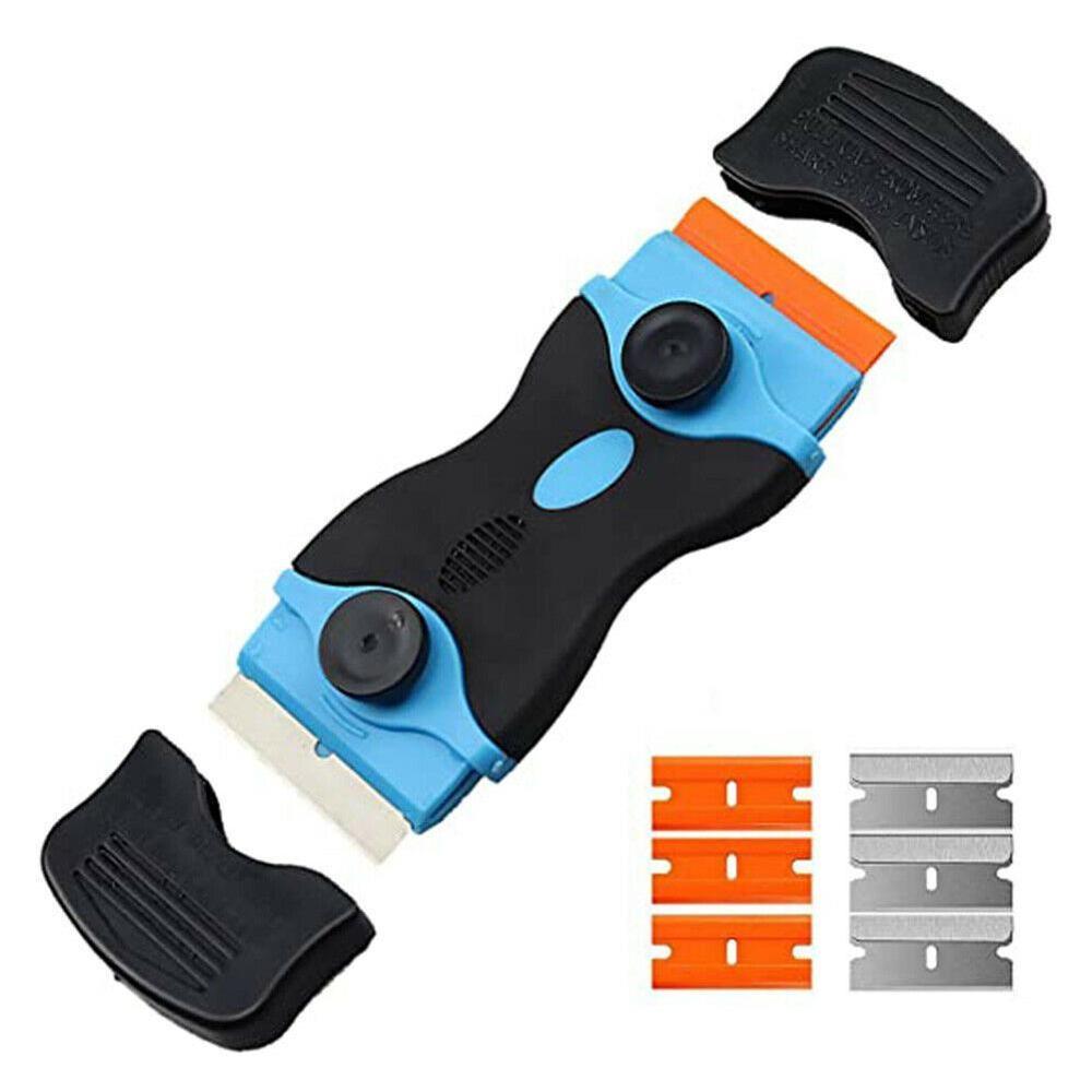 Window Tint Keramische Oven Scheermes Schraper Plastic Handvat Scheermes Schraper Keramische Oven Window Tinting Tool Blade: blue