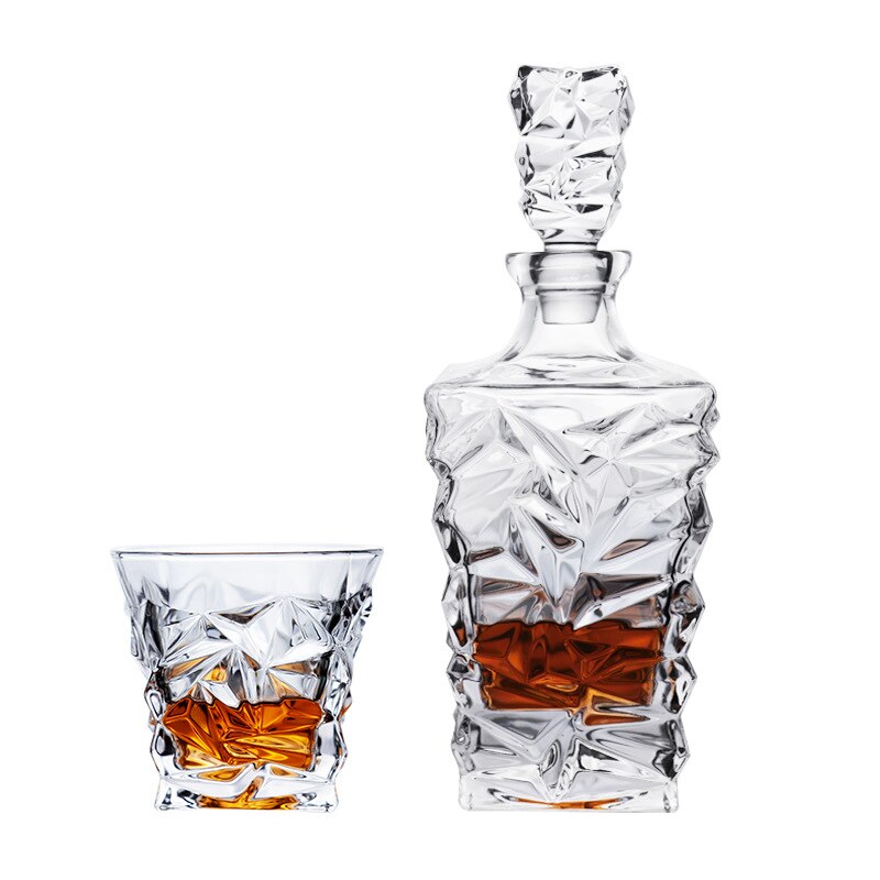 Whiskey bottle empty bottle crystal glass wine household luxury set high-grade wine bottle with sobriety cover