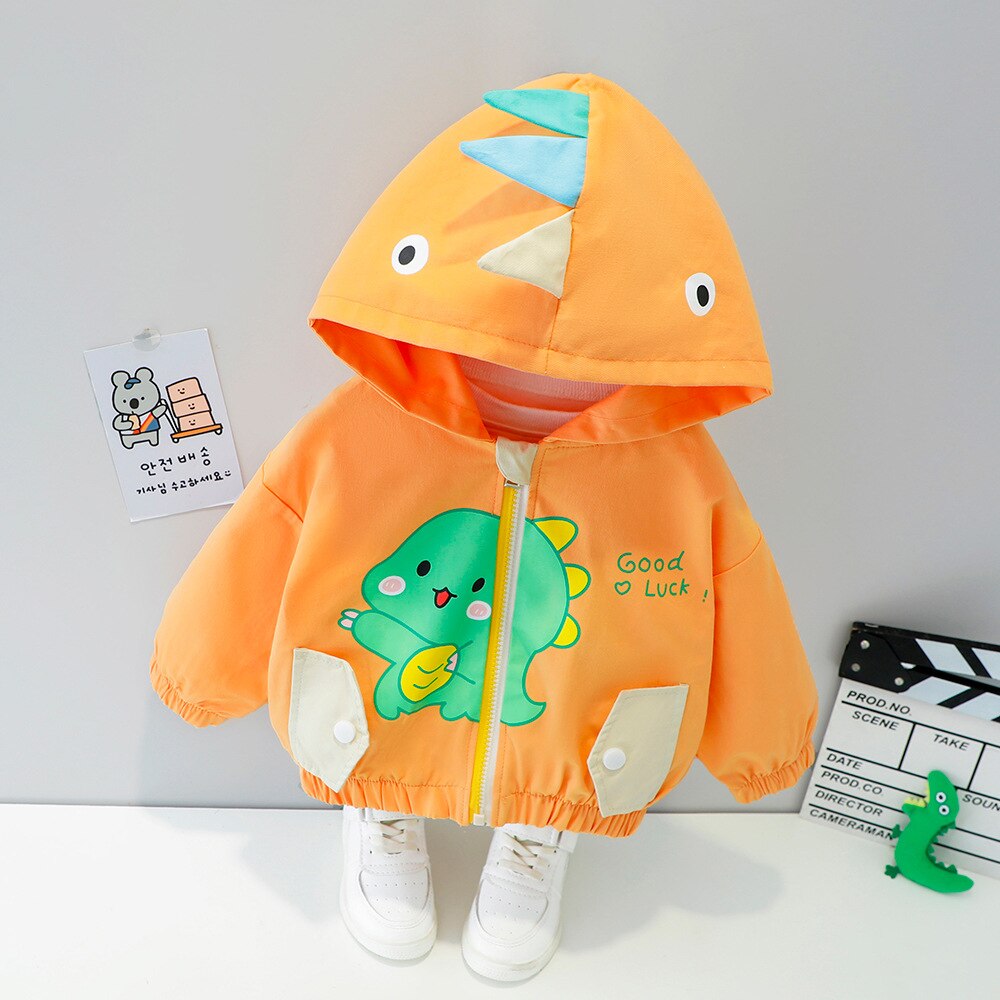 Printemps bébé filles dessin animé dinosaure à manches longues vestes à capuche enfants enfants fermeture éclair Cardigans vêtements d'extérieur décontracté garçons manteaux Casaco