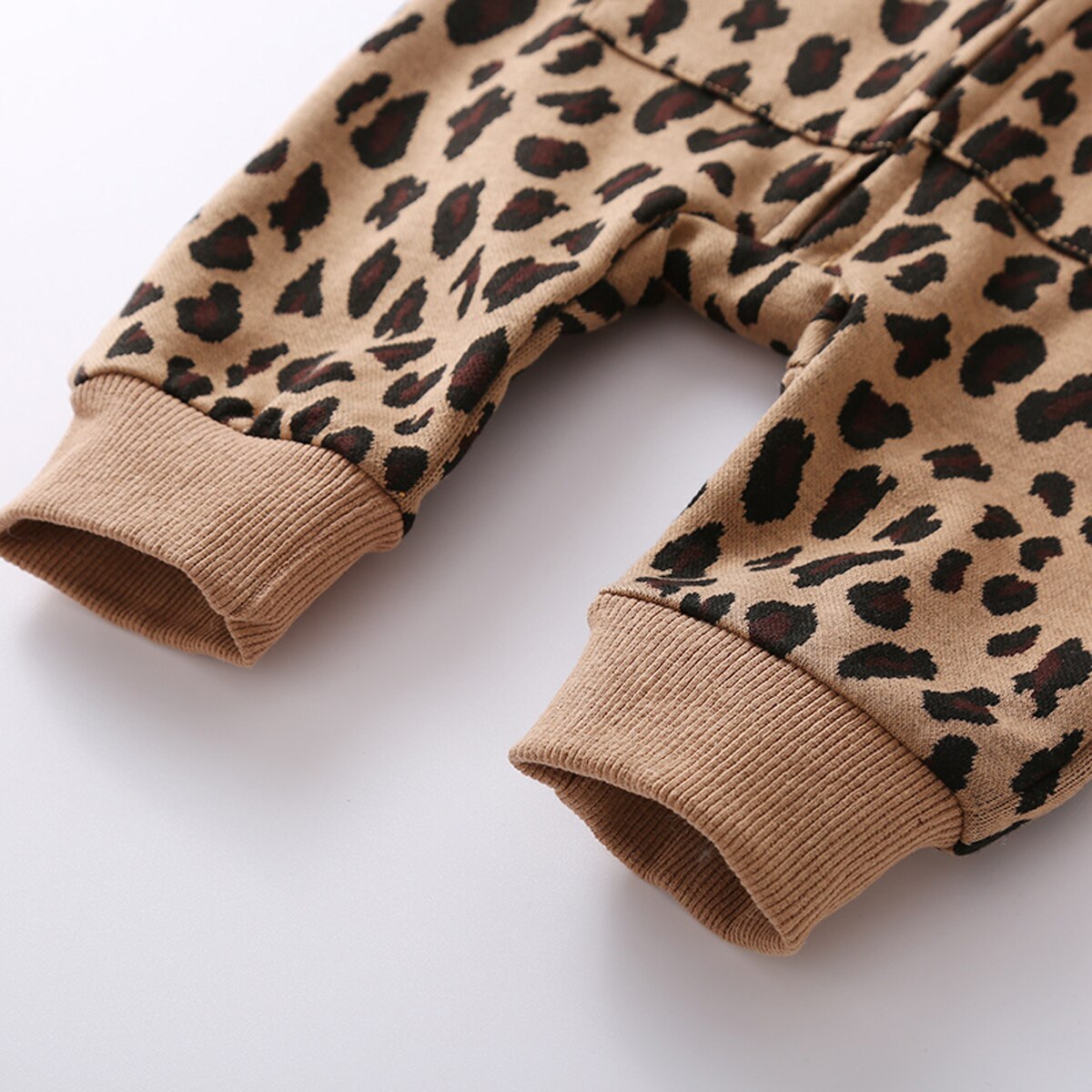 Spædbarn baby piger drenge leopard print hætteklædt romper toddler langærmet forlommer jumpsuit baby løs legetøj
