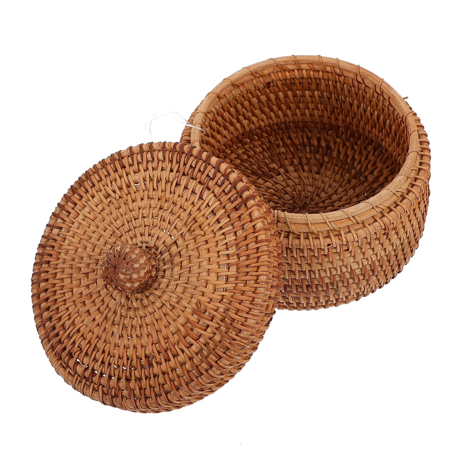 Storage Case Rattan Woven Storage Basket with Lid Rattan Sundries Storage Box Rattan Picnic Laundry Baskets Home Storage A50