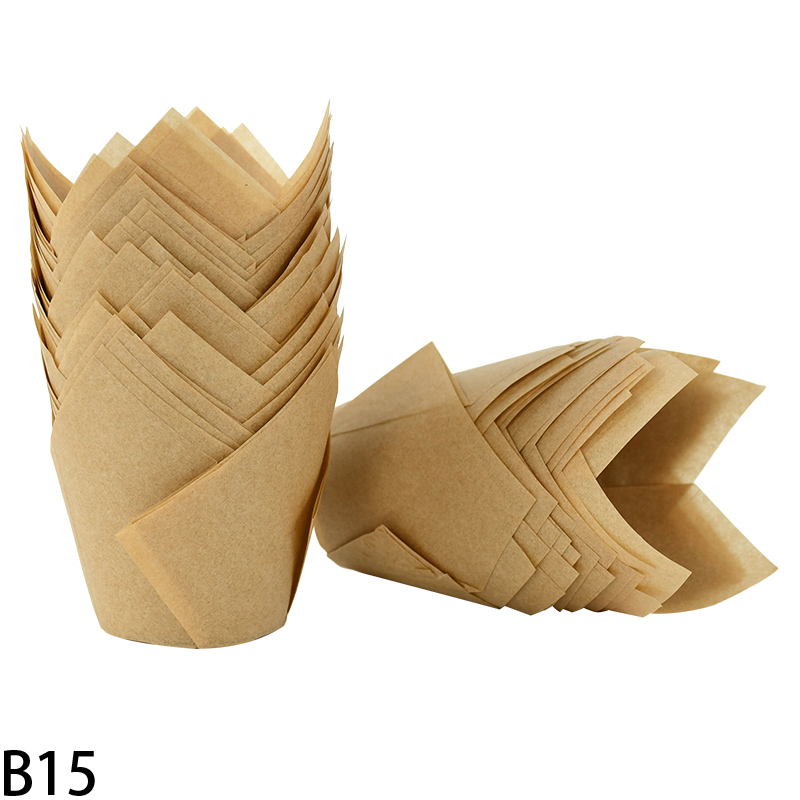 50Pcs Newspaper Style Cupcake Liner Baking Cup For Wedding Party Caissettes Tulip Muffin Cupcake Paper Cup Oilproof Cake Wrapper: black