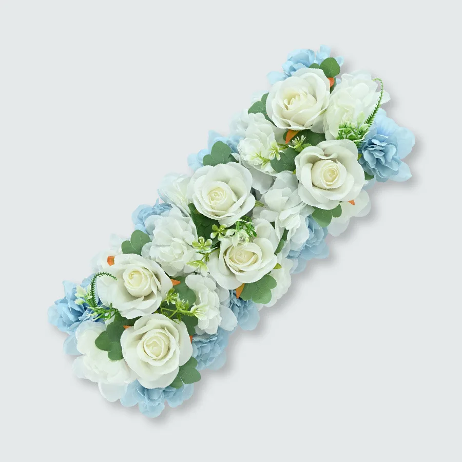 54X23Cm Kunstmatige Roos Streep Bloemstuk Bos Serie Decoratie Bruiloft Scène Scène Kunstmatige Roos Arrangement: Sky Blue
