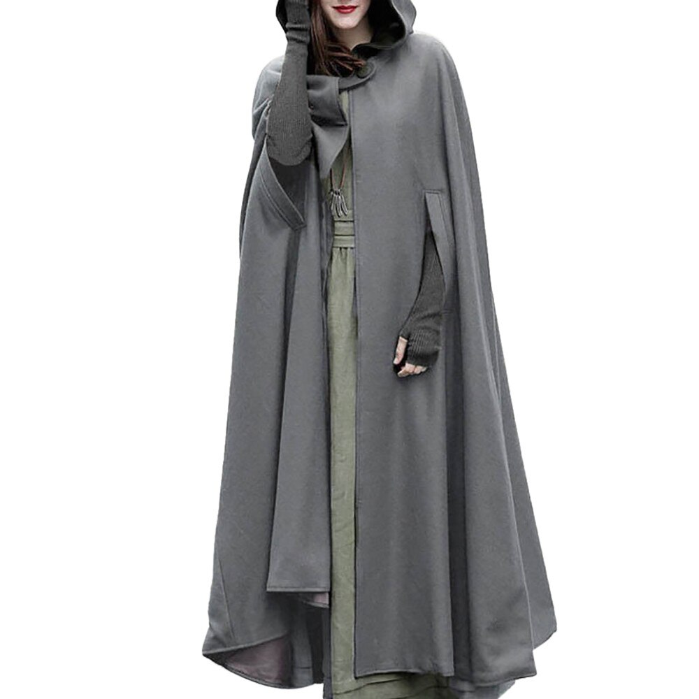 JAYCOSIN femmes manteau Trench ouvert à capuche avant Cardigan automne hiver manteau Cape Cape Poncho Plus 18OCT23: GY / L