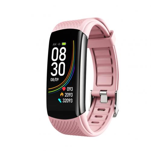 C6T Smart Band Waterproof Temperature Measuring Heart Rate Smart Bracelet Blood Pressure Monitor Health Wristband Fitness Tracke: Pink