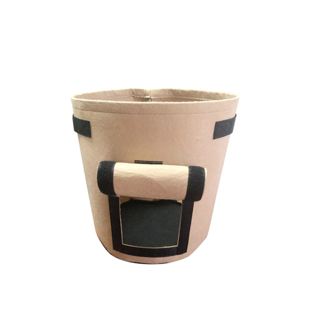 3 Size Felt Plant Grow Bags Nonwoven Fabric Garden Potato Pot Greenhouse Vegetable Growing Bags Moisturizing Vertical Tools: Brown / 7 Gallon