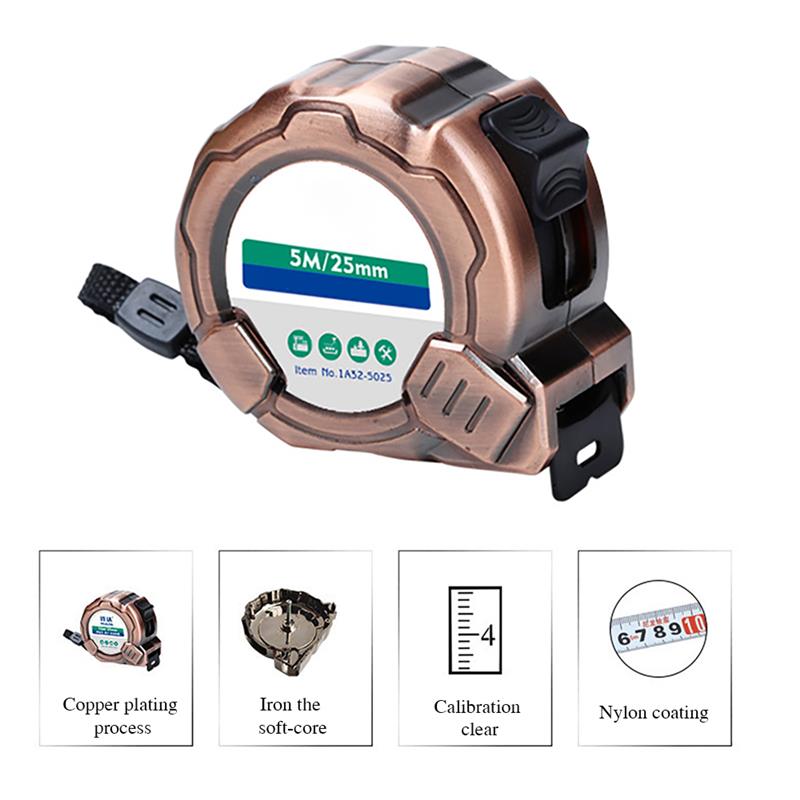 5M Steel Tape Measure Construction Site Measuring Tool -Resistant Steel Tape Measure for Home Working ABS+steel Copper 1PC