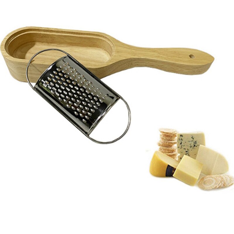 Stainless Steel Cheese Grater with Removable Acacia Wood Collector Cheese Grater with Box Cheese Tools