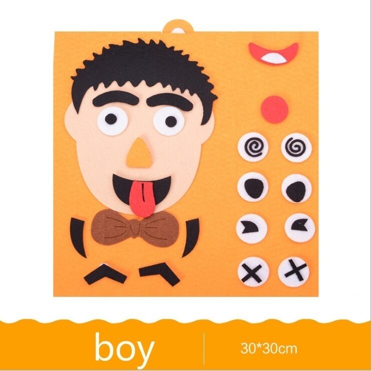 Diy legetøj følelser skift puslespil legetøj 30cm*30cm ansigtsudtryk børn pædagogisk legetøj til børn at lære sjovt sæt: Orange