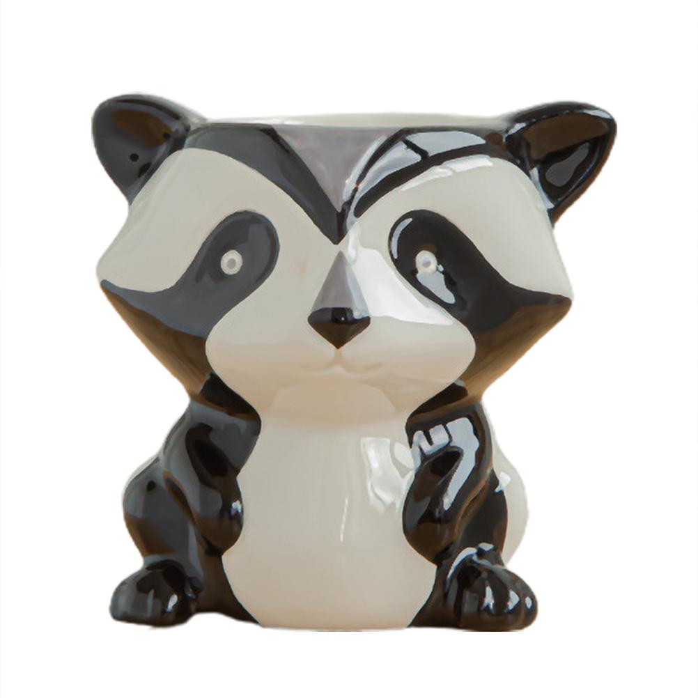 Maceta de flores suculentas de animales de dibujos animados, plantas de jardinería, adorno de cerámica en maceta, Mini maceta de Cactus bonsái, artesanía de decoración del hogar: Civet cat
