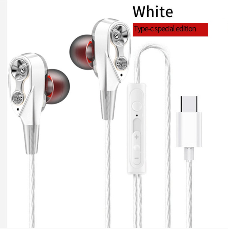 Type C Earphone Metal Super Bass Earbuds Headset With Microphone Fone de ouvido Auriculares for Xiaomi Huawei Mobile Phones