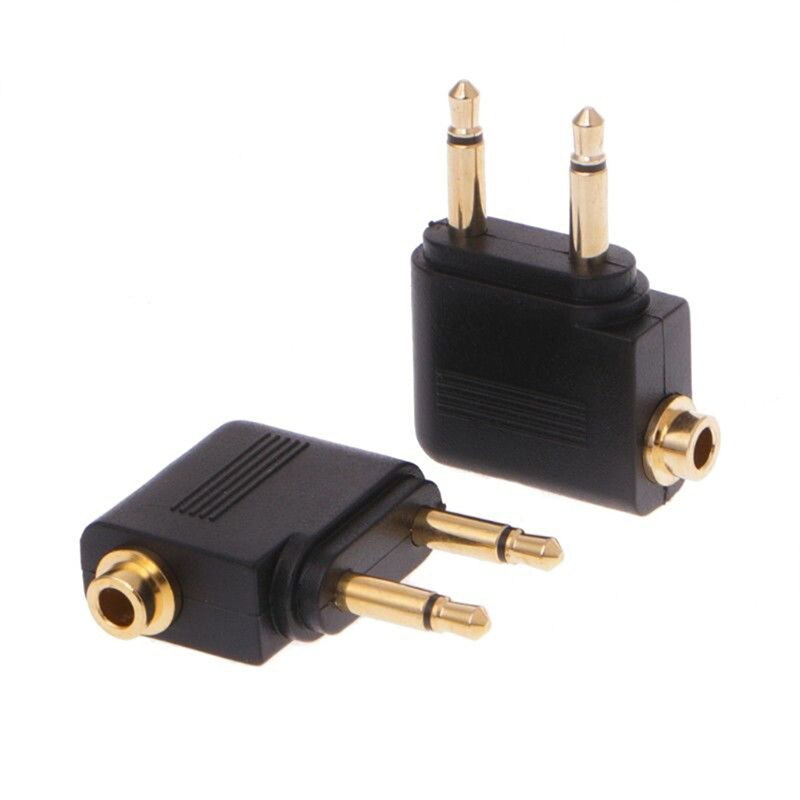 1pc Gold Nickel plated Air Plane 3.5mm Airplane Airline Headphone Mono Audio Converter Travel Jack Plug Splitter Adapter