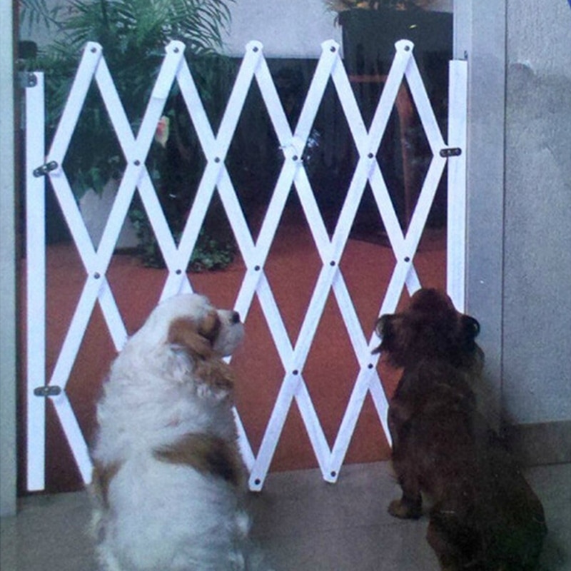 Para Puerta para mascotas cerca de valla de madera perro retráctil puerta corredera bebé mascota perro seguridad puerta mascotas aislado cerca recinto perro de seguridad
