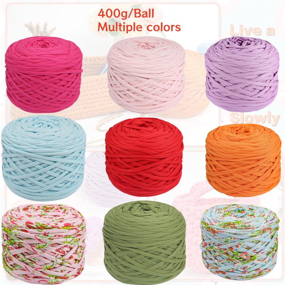 400 g/unidad de hilo de tejer grueso, tela elástica de hilo para camiseta, bolsa DIY, manta, cojín, proyectos de ganchillo