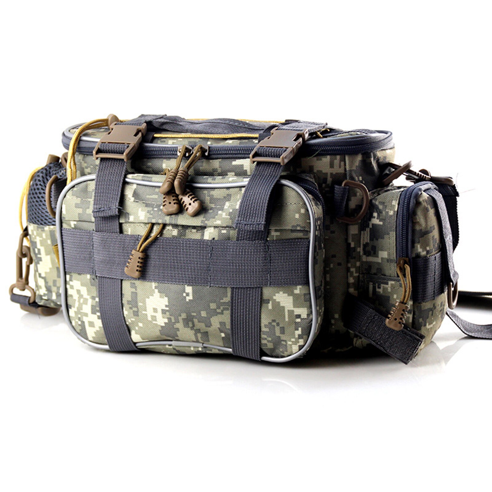 Fishing Tackle Bag Fishing Gear Storage Bag Organizer Waist Bag Messenger Bag Handbag Goods for fishing: Camouflage