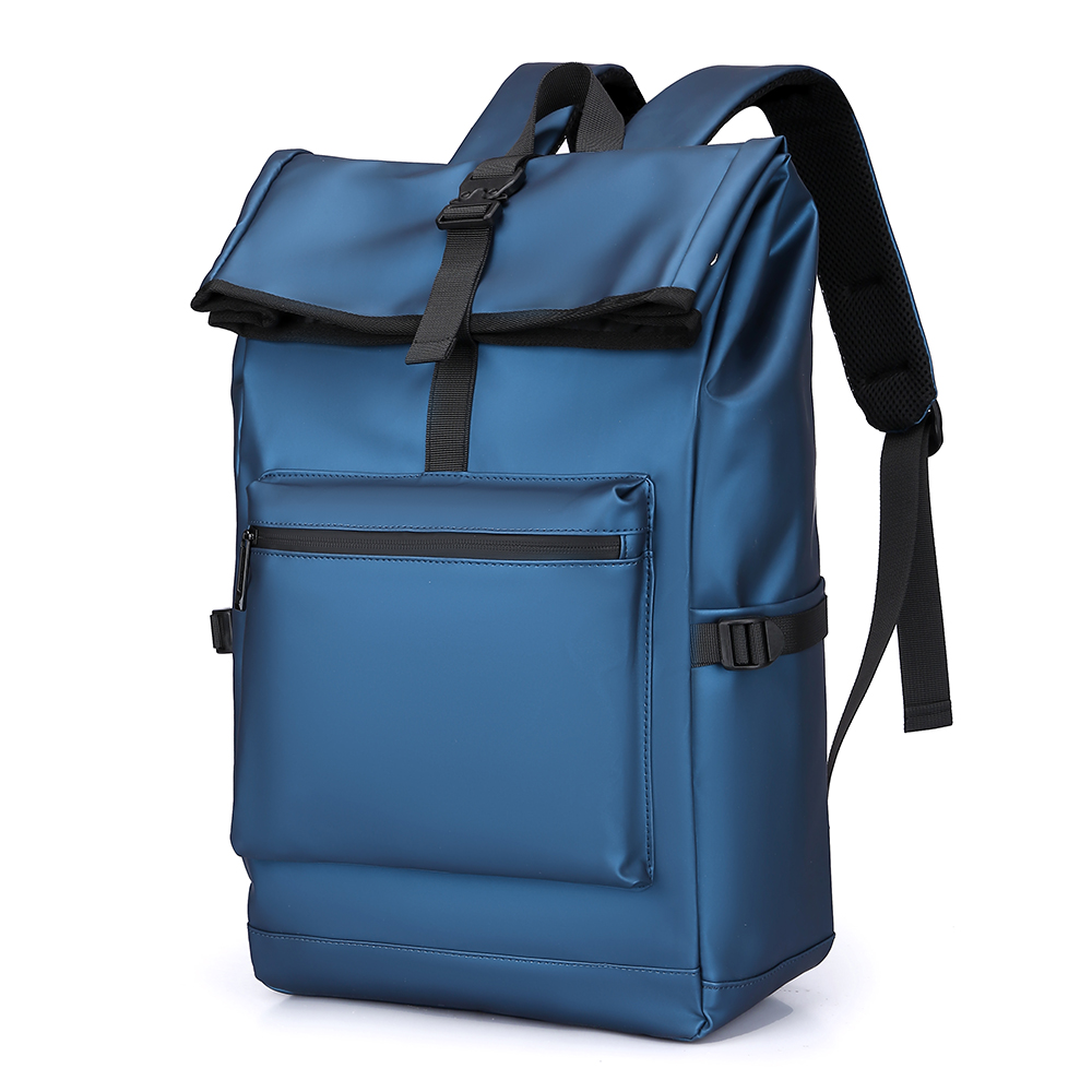 Mochilas masculinas de grande capacidade mochilas portáteis multifuncionais moda estudante mochila cor sólida saco prático: Azul