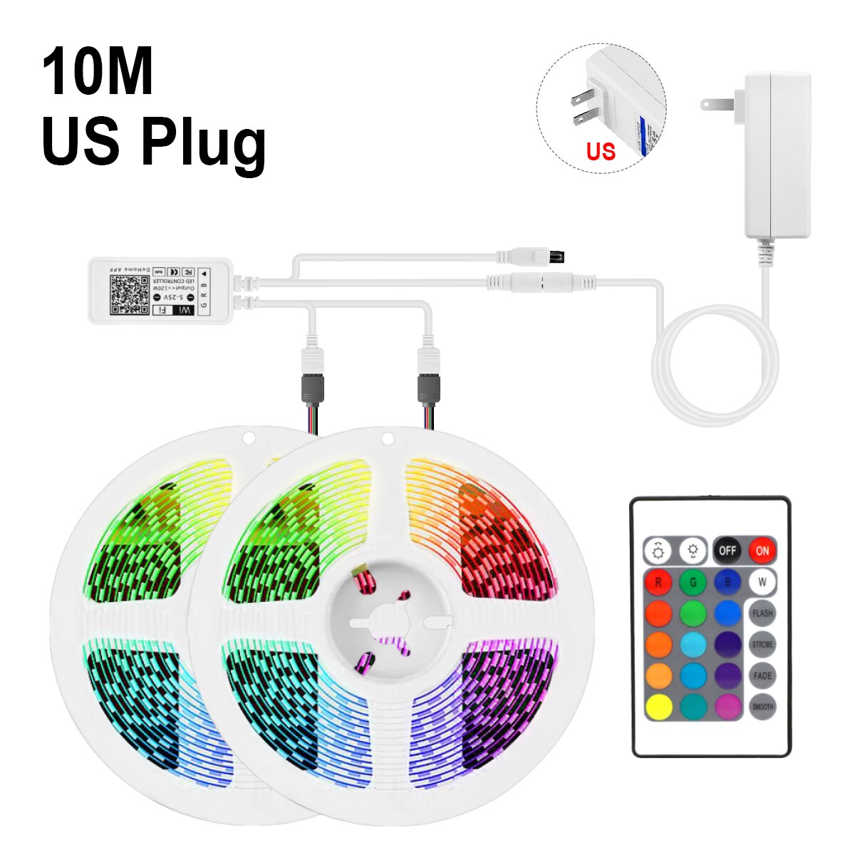 WIFI LED Strip light Siri Voice App Control Compatible Apple Homekit/Alexa/Google Home For Smart House Decor Backlight Lighting: 10M Set With US Plug / Waterproof