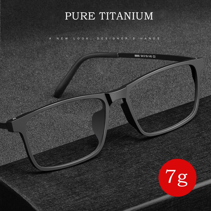 #39 mænds og kvinders ultra #39 lette firkantede brillestel i ren titanium nærsynethed astigmatisme receptpligtige briller stel  k8866