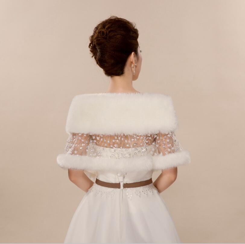 Mariée mariage châle automne hiver en peluche dentelle strass châles Cape mariée châle robe de mariée dentelle fausse fourrure châle