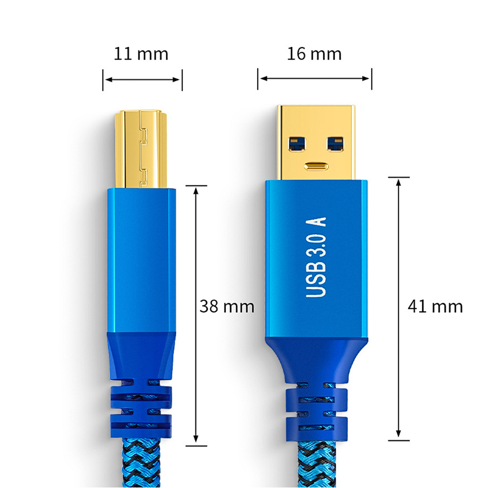 USB 3.0 Data Cable USB-A Male to USB-B Male Type B Nylon Braid Cord for Docking Station External Hard Drivers Scanner Printer: 3m