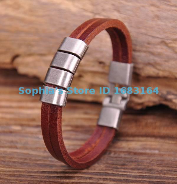 G117 Braun Kühlen Metallschließe Surfer Leder Herren Armbinde Armbinde Manschette Neue