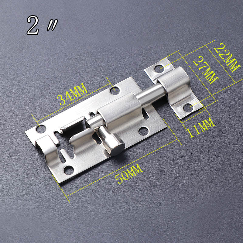 1Pc 2/3/4/5/6/8/10/12 Inch Long Silver Stainless Steel Door Latch Sliding Lock Barrel Bolt Latch Hasp Stapler Gate Safety Lock: 2 inch