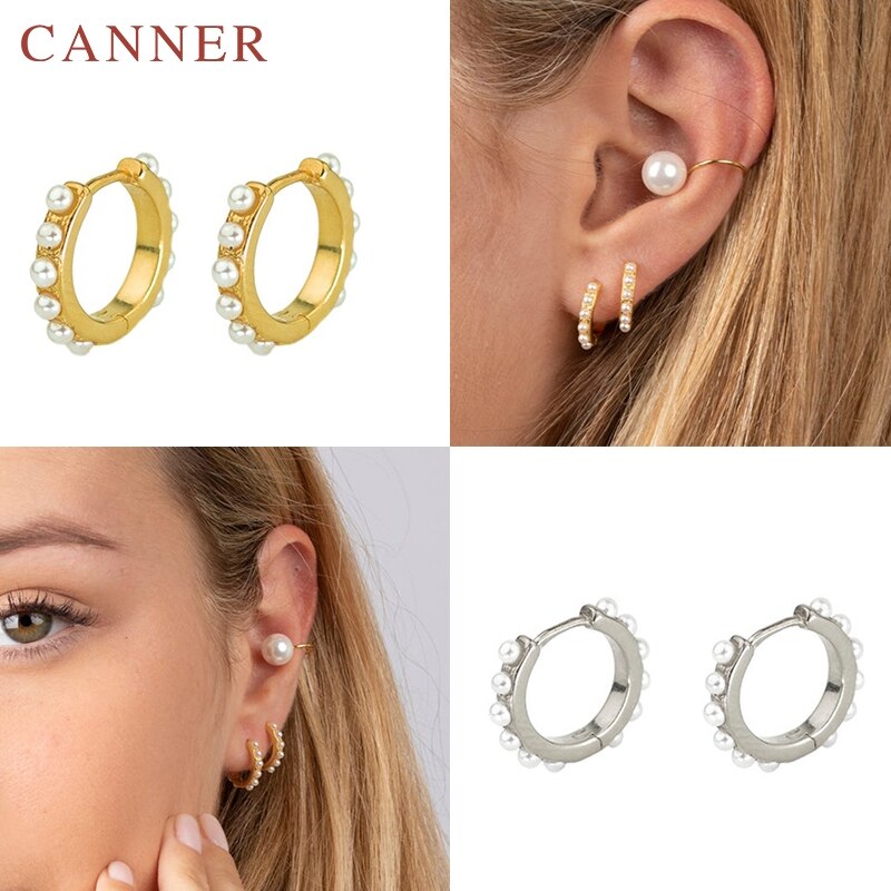 Minimalistyczny 925 Sterling Silver Ear Buckle Bead kolczyki małe kółka dla kobiet złoty srebrny Tiny Circle kolczyki biżuteria