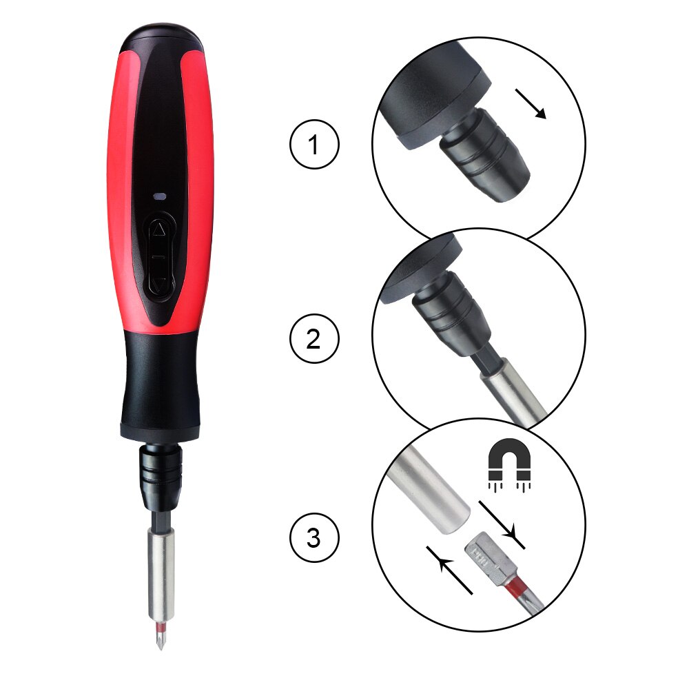 Elektrisk skruvmejsel usb uppladdningsbar stjärnskruvmejsel bits set litiumjonbatteri elreparationsverktyg med led-ljus