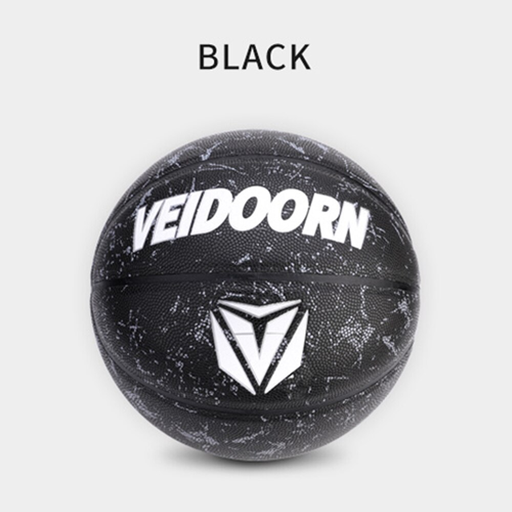 Veidoorn basketballbold officiel størrelse 7/6/5 pu læder udendørs indendørs kamp træning mænd basketball baloncesto: Vdlq -1 sort